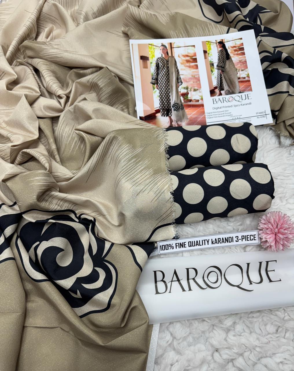 BAROQUE 3 Piece -Print Karandi Suit Winter D96