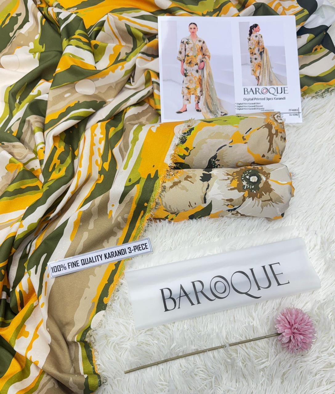 BAROQUE 3 Piece -Print Karandi Suit Winter D93
