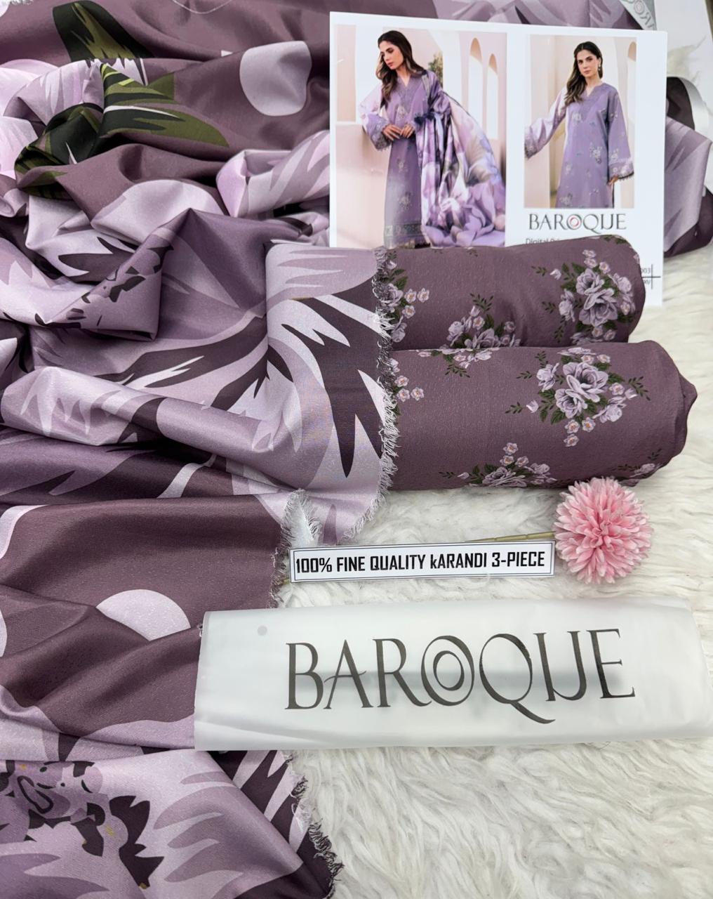 BAROQUE 3 Piece -Print Karandi Suit Winter D92