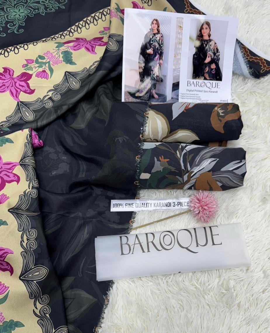 BAROQUE 3 Piece -Print Karandi Suit Winter D91