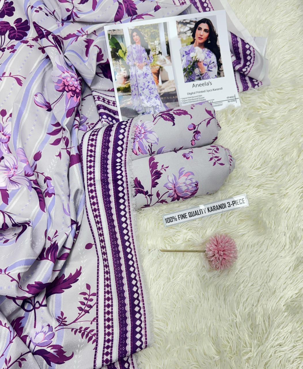 BAROQUE 3 Piece -Print Karandi Suit Winter D83