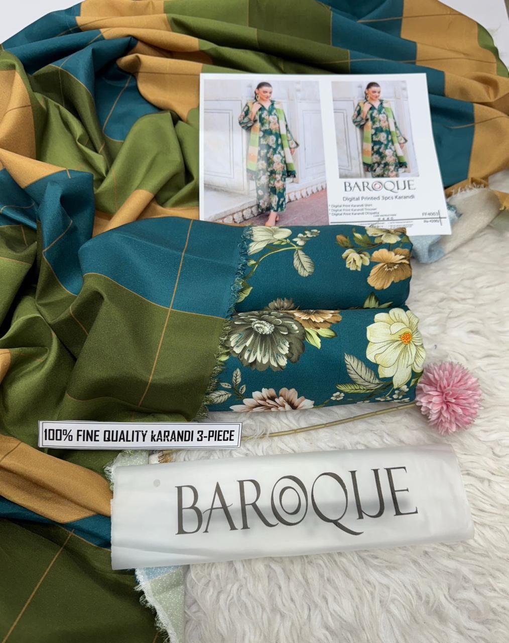 BAROQUE 3 Piece -Print Karandi Suit Winter D82