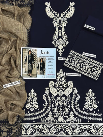 JAZMIN PURE LAWN 3PC EMBROIDERED