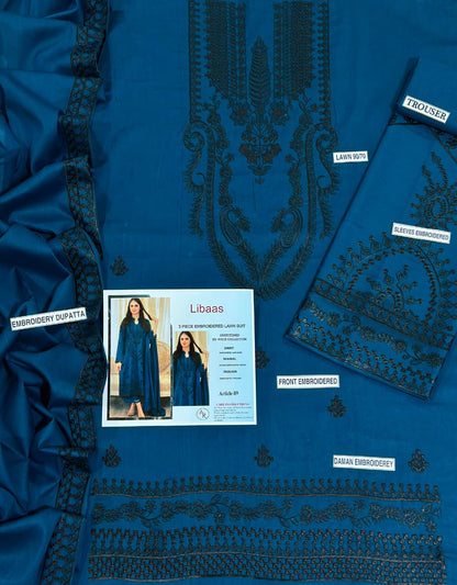 LIBAAS PURE LAWN 3PC EMBROIDERED