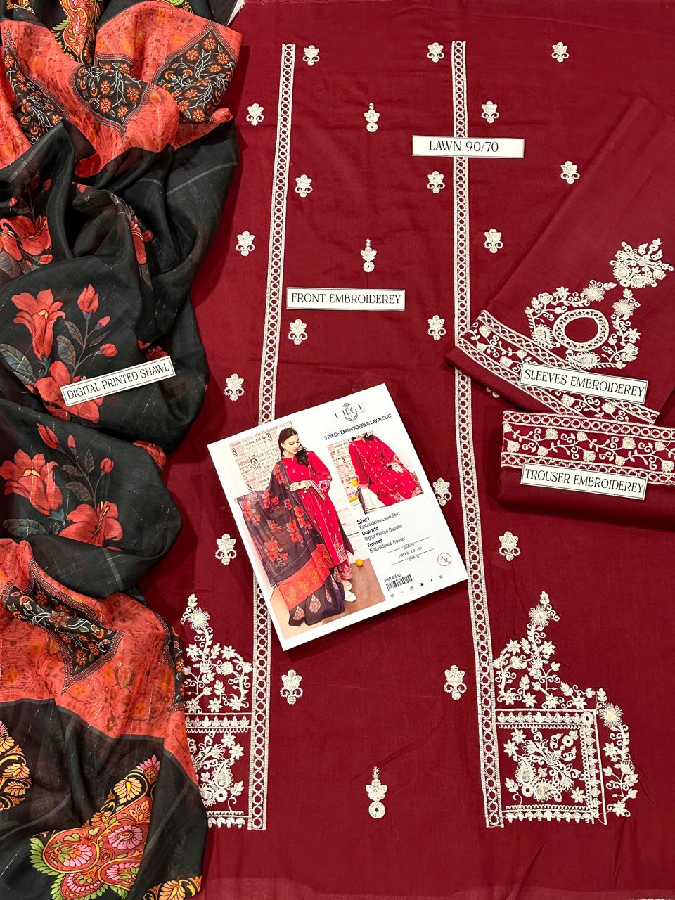 URGE PURE LAWN 3PC EMBROIDERED