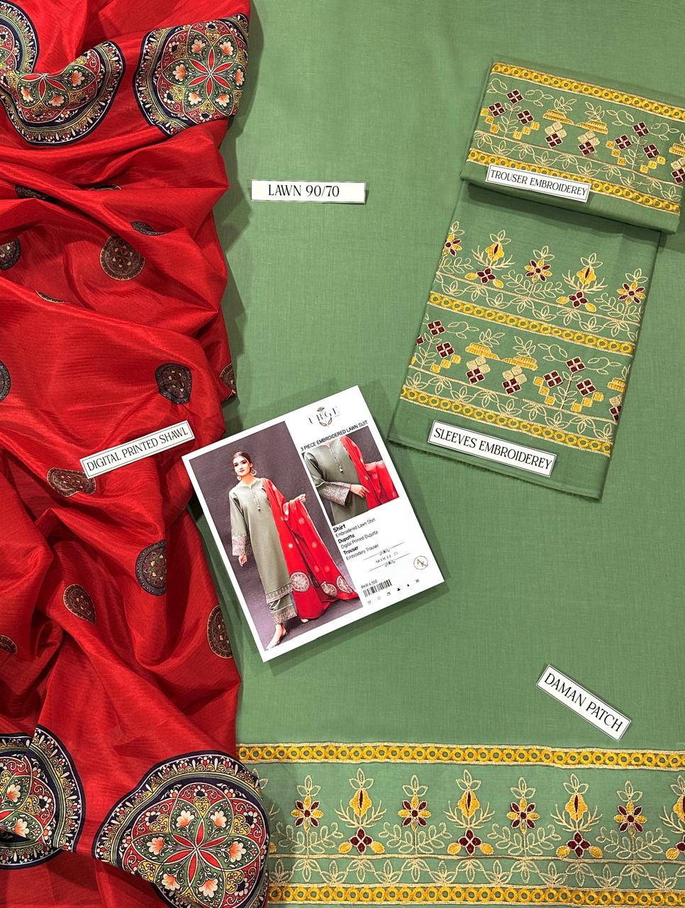 URGE PURE LAWN 3PC EMBROIDERED