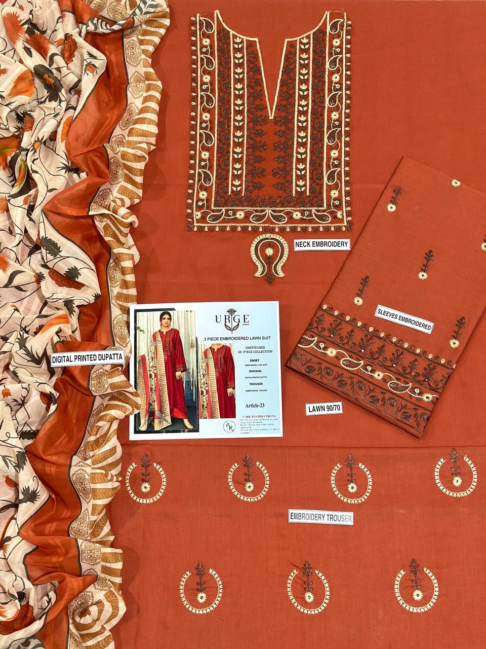 URGE PURE LAWN 3PC EMBROIDERED