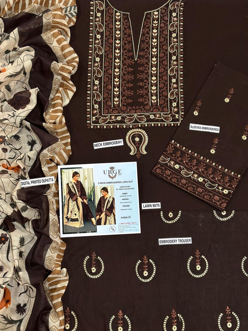 URGE PURE LAWN 3PC EMBROIDERED