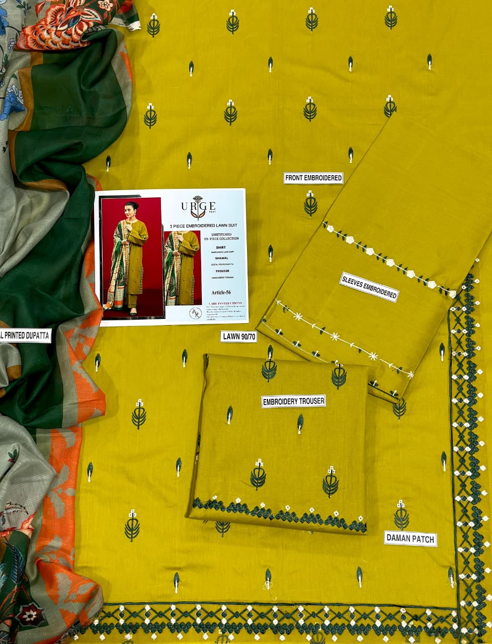 URGE PURE LAWN 3PC EMBROIDERED