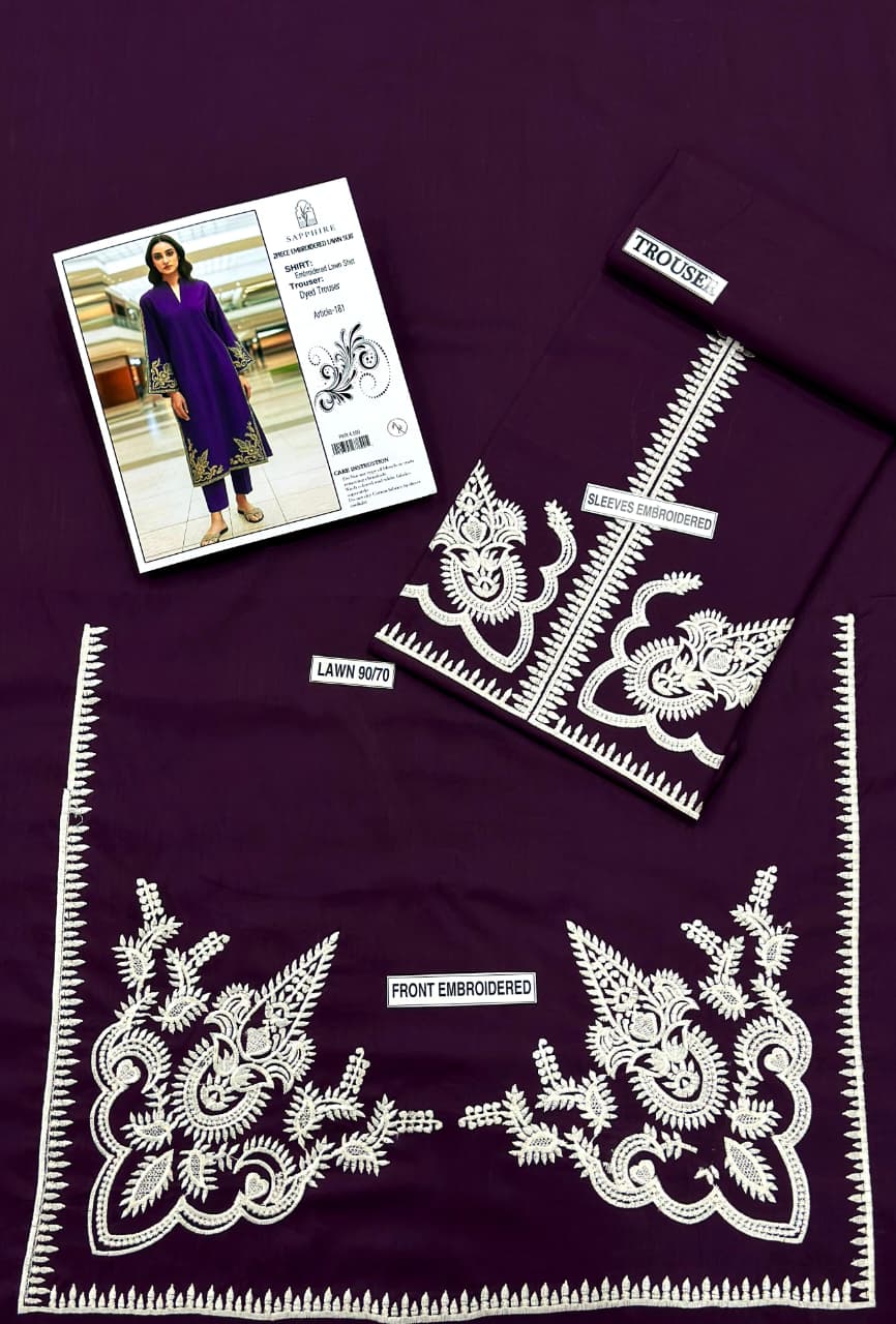 Sapphire 2 pc embroidered lawn