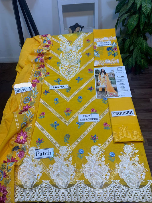 Carizma 3 pc embroidered Lawn