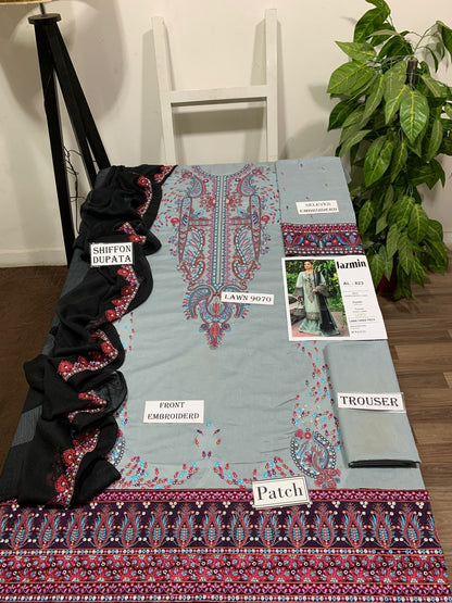 Jazmin 3 pc embroidered Lawn