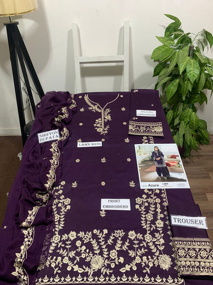 Asim jofa 3 pc embroidered Lawn