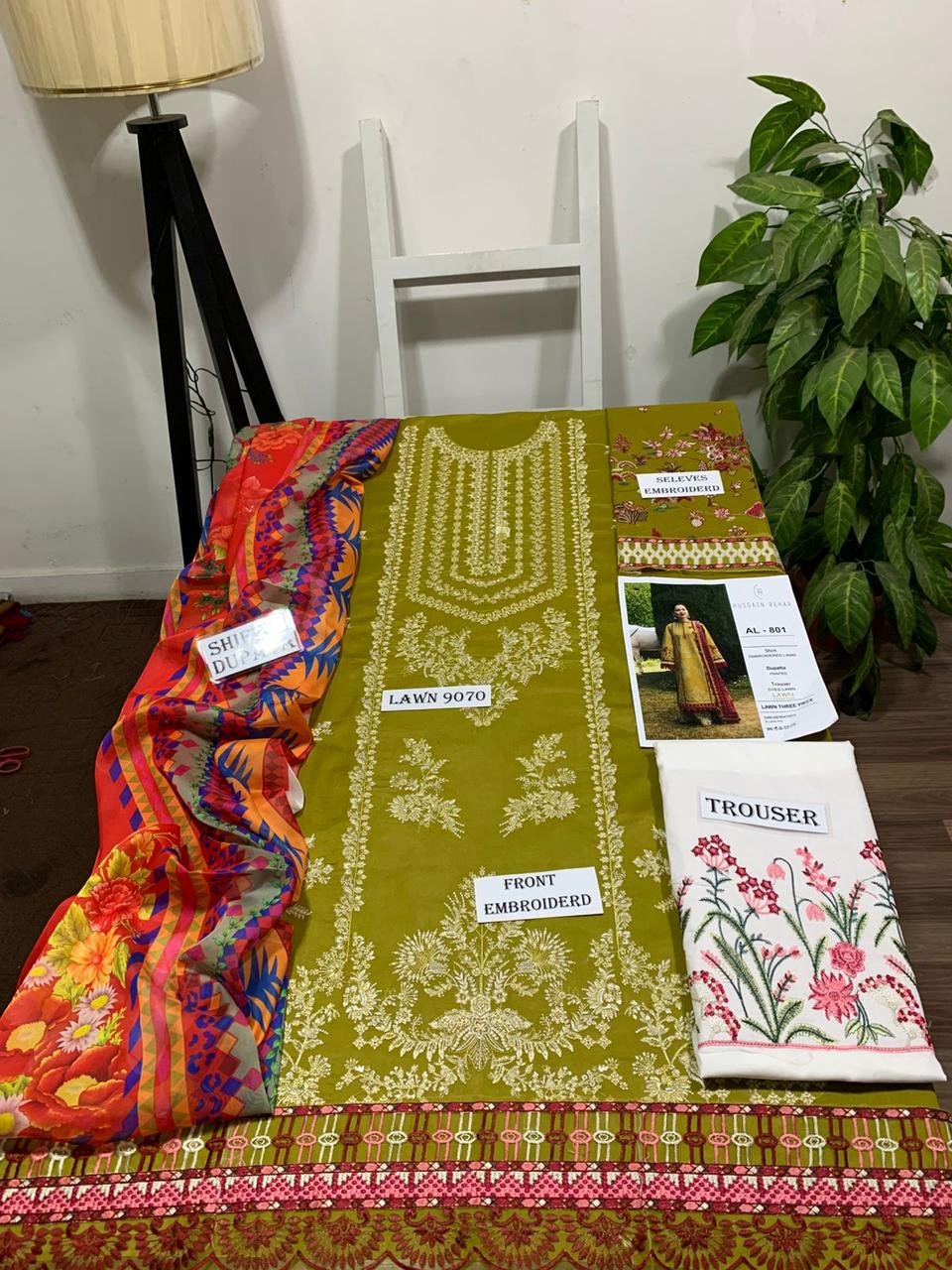 Husain rehar 3 pc embroidered Lawn