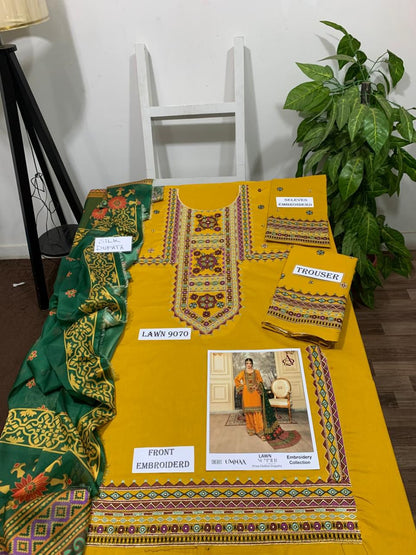 Husain rehar 3 pc embroidered Lawn