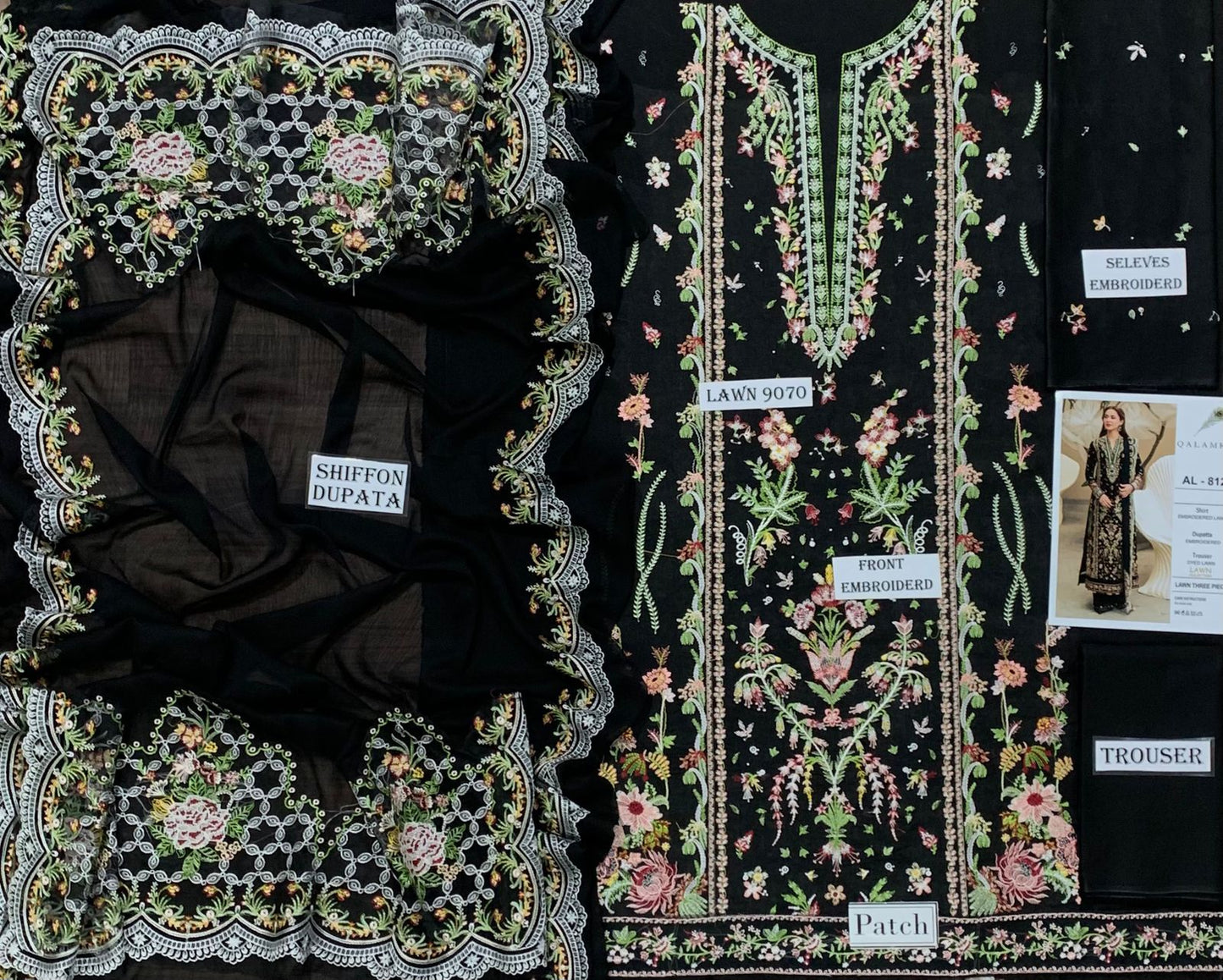 Qalamkar 3 pc embroidered Lawn