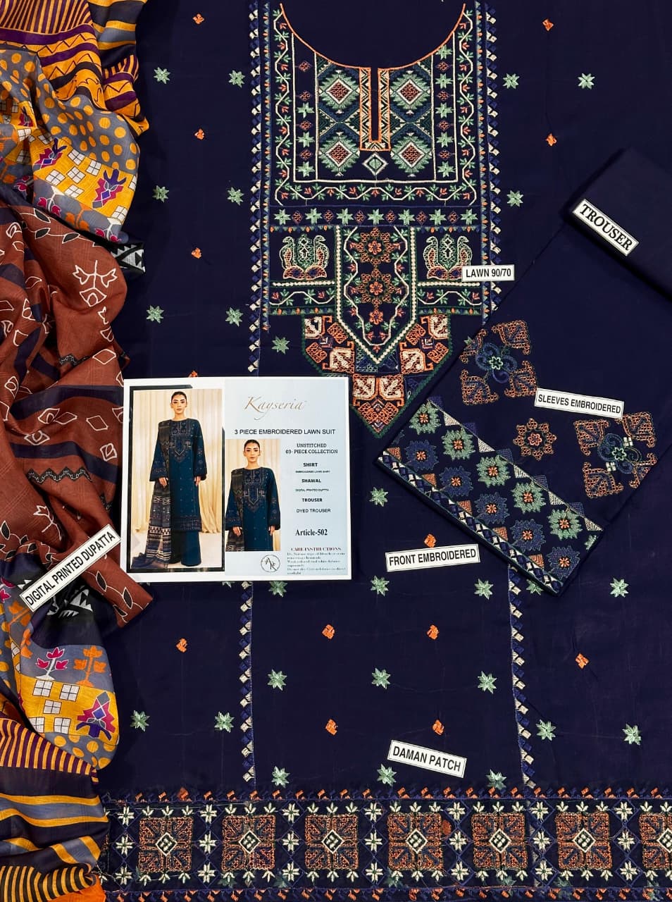 KYSERIA PURE LAWN 3PC EMBROIDERED