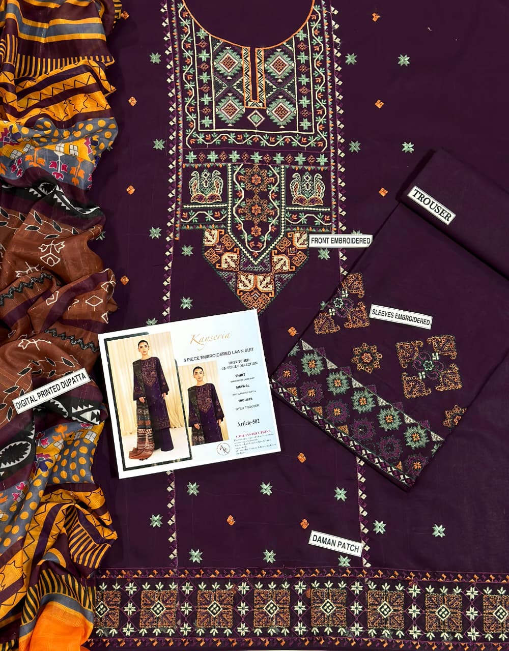KYSERIA PURE LAWN 3PC EMBROIDERED