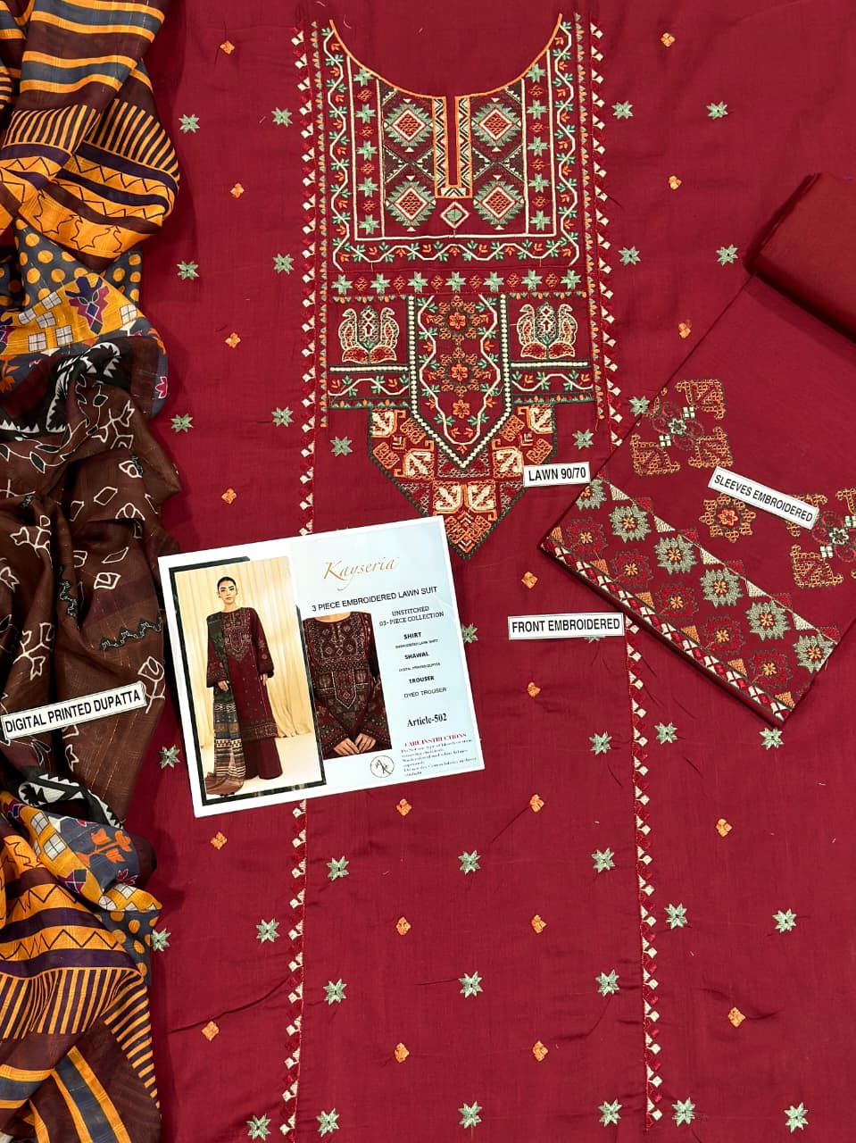 KYSERIA PURE LAWN 3PC EMBROIDERED