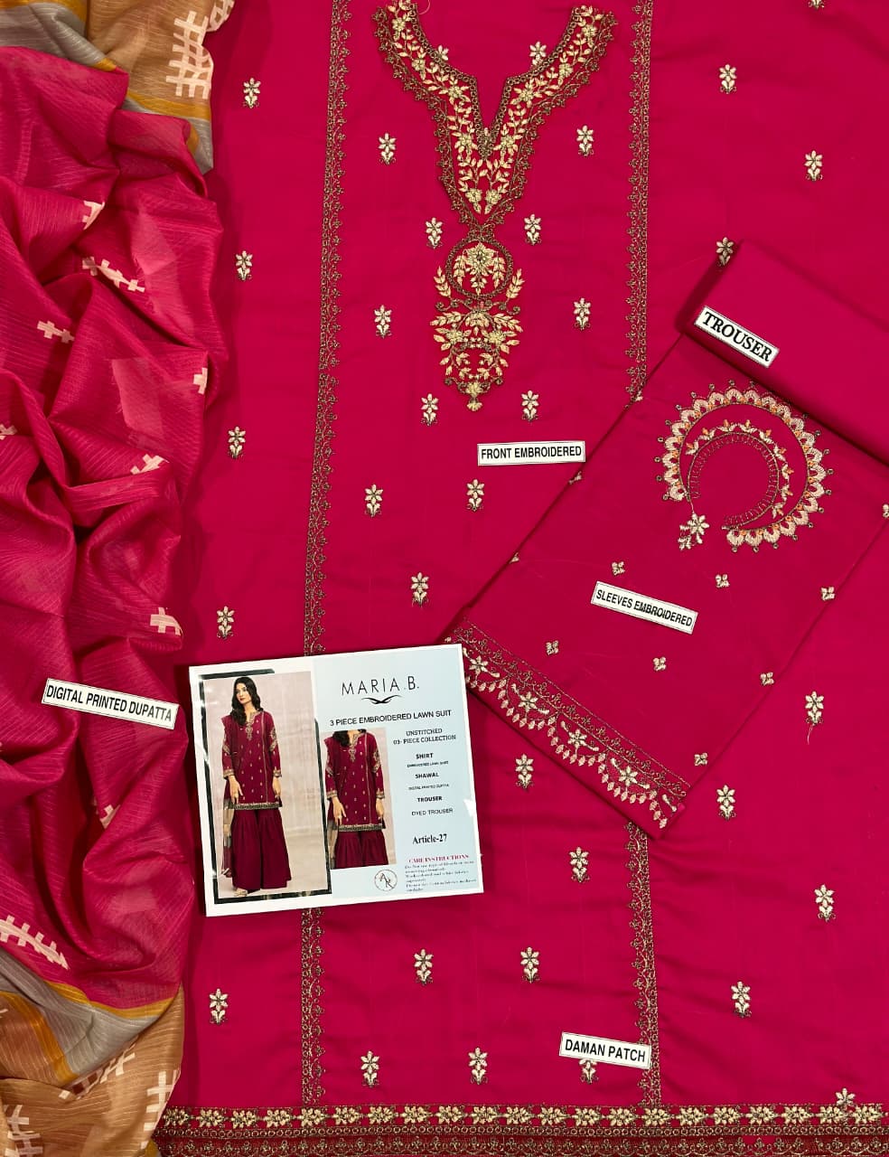 MARIA B PURE LAWN 3PC EMBROIDERED