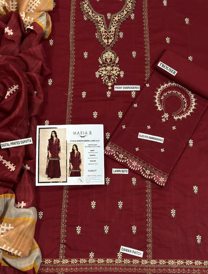 MARIA B PURE LAWN 3PC EMBROIDERED
