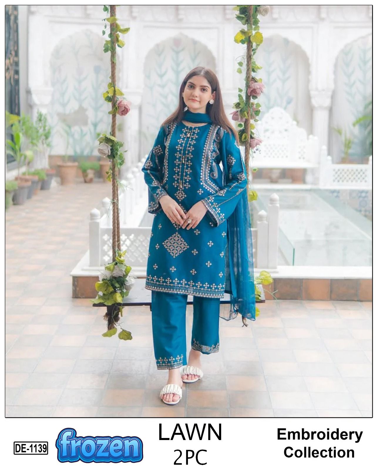 FROZEN 2pc embroidered lawn - DE 1139