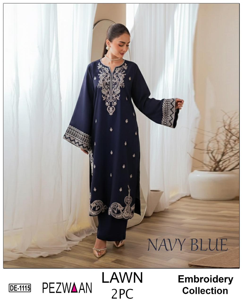 Pezwaan 2pc embroidered lawn - DE 1115
