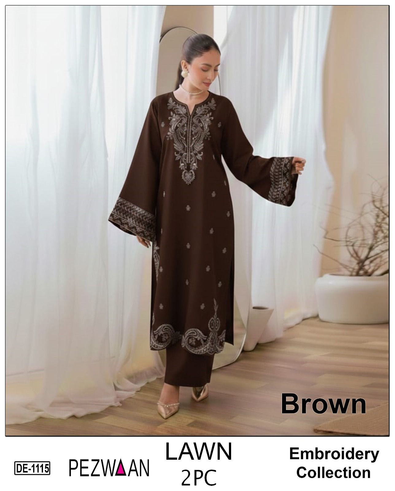 Pezwaan 2pc embroidered lawn - DE 1115