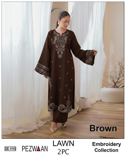 Pezwaan 2pc embroidered lawn - DE 1115