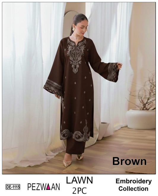 Pezwaan 2pc embroidered lawn - DE 1115
