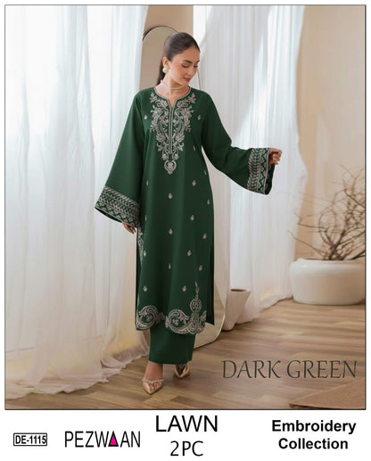Pezwaan 2pc embroidered lawn - DE 1115