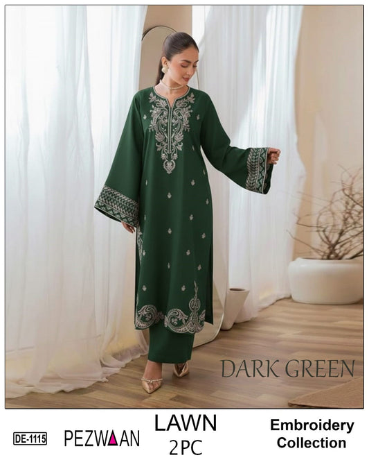 Pezwaan 2pc embroidered lawn - DE 1115