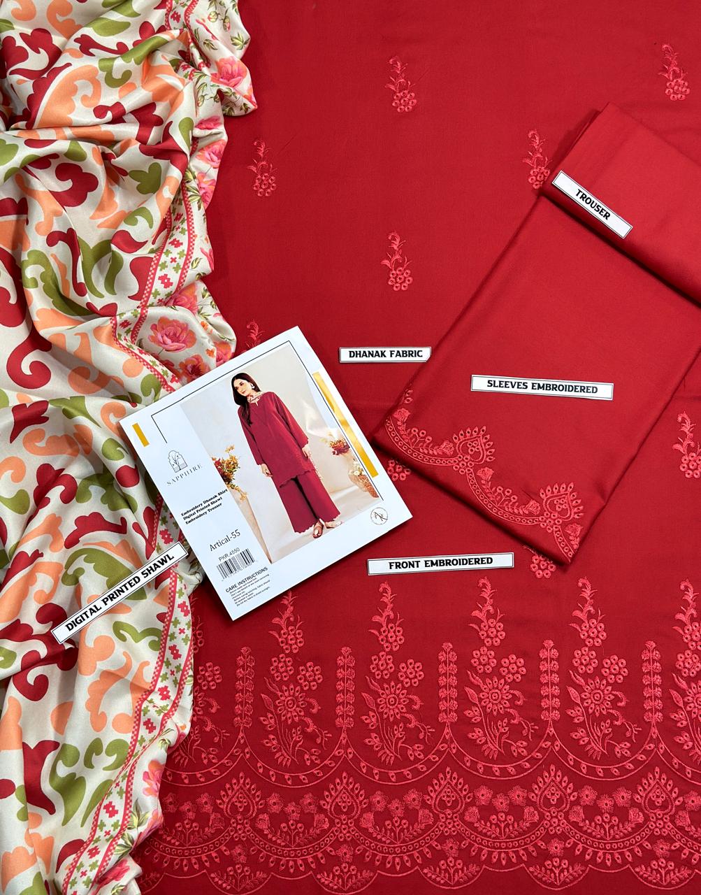 SAPPHIRE 🟨 CATEGORY : WINTER  3PC EMBROIDERED